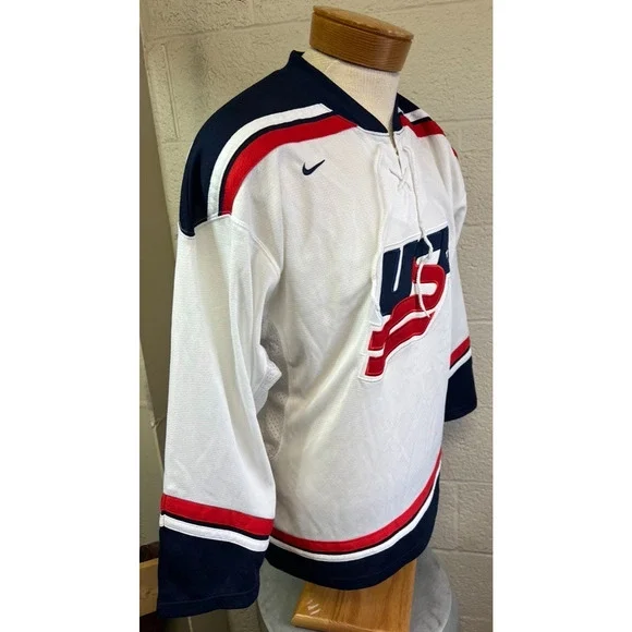 Vtg 90s White Nike USA Olympic Hockey Jersey Sz Large Great Condition - Picture 7 of 8